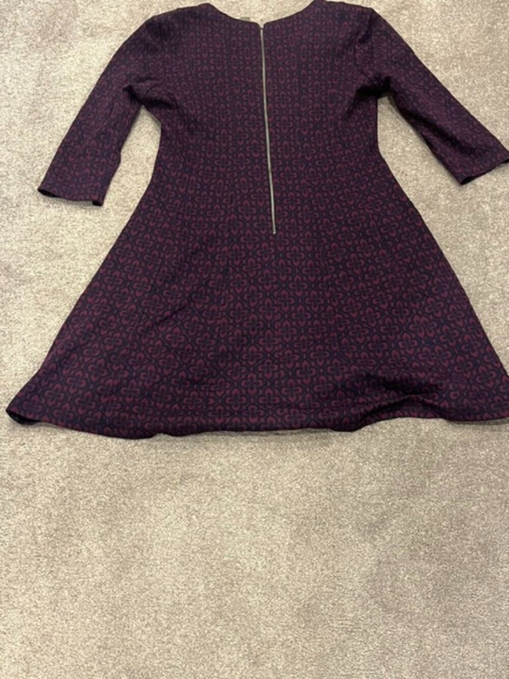Taylor Plum & Navy Floral Geometric Jacquard A-Line Dress
